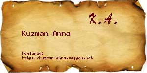 Kuzman Anna névjegykártya