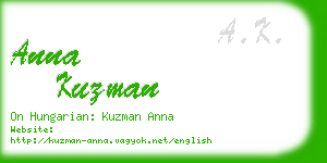 anna kuzman business card